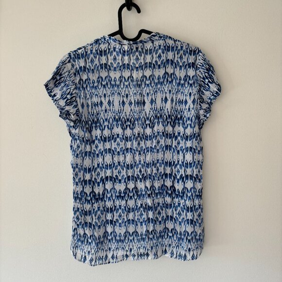 Massimo Dutti Blue and White Patterned Blouse, Size 6 - Picture 3 of 7